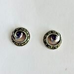 Marcasite Spiral Purple Stone Studs in Rhodium Silver