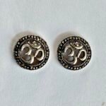 Marcasite Om Symbol Stud Earrings in Rhodium Silver