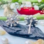 Marcasite Sunburst Pattern Stud Earrings in Rhodium Silver - Image 3