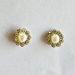 Miniature Pearl Solitaire Stud Earrings in Rhodium Silver