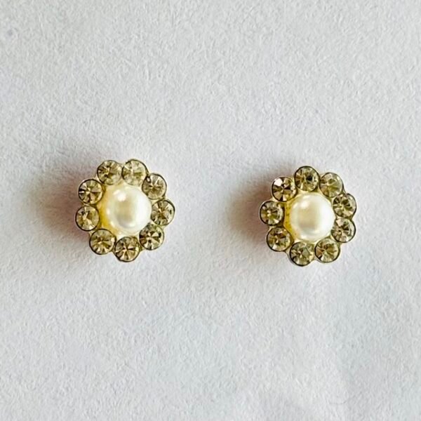 Miniature Pearl Solitaire Stud Earrings in Rhodium Silver