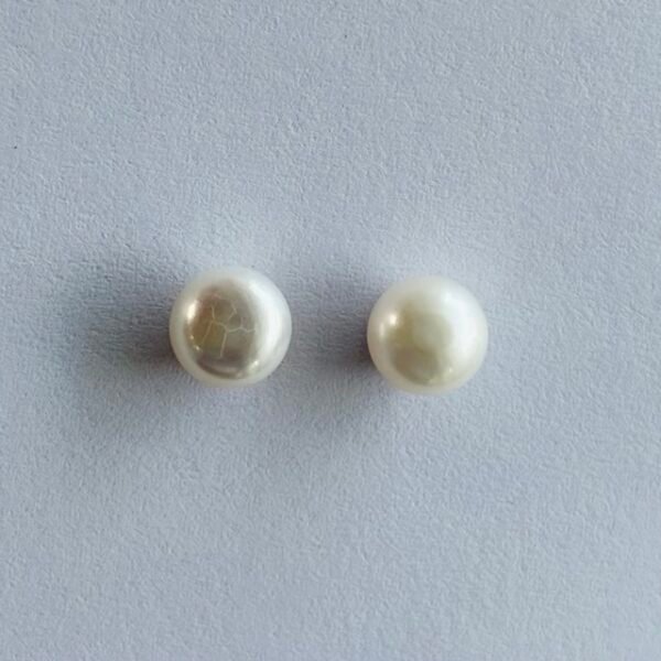 Classic Round Pearl Stud Earrings in Rhodium Silver