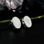 Polished Oval Stud Earrings in Rhodium Silver - Image 2