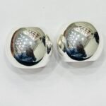 Classic Dome Stud Earrings in Rhodium Silver