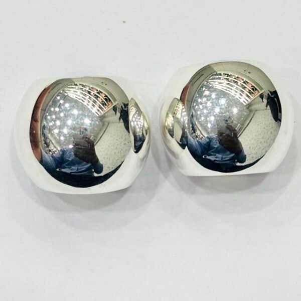 Classic Dome Stud Earrings in Rhodium Silver