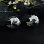 Classic Dome Stud Earrings in Rhodium Silver - Image 2