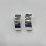Chunky Curved J-Hoop Earrings in Rhodium Silver