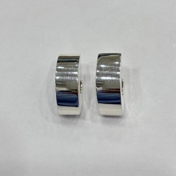 Chunky Curved J-Hoop Earrings in Rhodium Silver