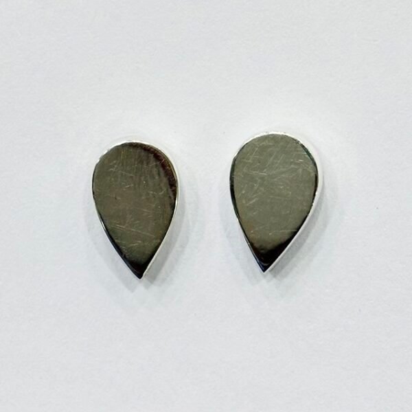Smooth Teardrop Stud Earrings in Rhodium Silver