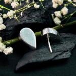Smooth Teardrop Stud Earrings in Rhodium Silver - Image 3