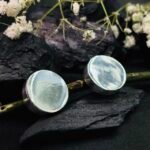 Petite Round Stud Earrings in Rhodium Silver - Image 2