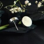 Petite Round Stud Earrings in Rhodium Silver - Image 3