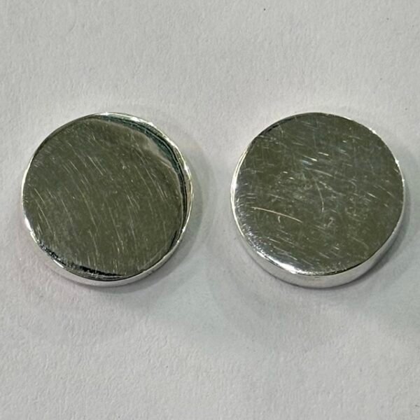 Petite Round Stud Earrings in Rhodium Silver