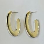 Wavy Oblong Hoop Earrings in Rhodium Silver