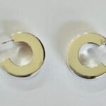 Chunky Flat C-Hoop Earrings in Rhodium Silver