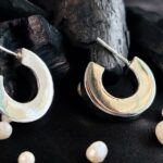 Chunky Flat C-Hoop Earrings in Rhodium Silver - Image 2