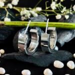 Thick Tubular Hoop Earrings in Rhodium Silver - Image 2