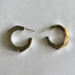 Geometric Hexagon Hoop Earrings in Rhodium Silver