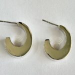 Tapered C-Hoop Earrings in Rhodium Silver