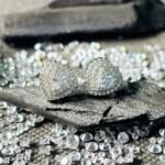 Pave Heart Solitaire Stud Earrings in Rhodium Silver - Image 2