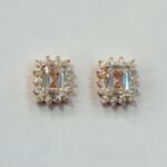 Classic Emerald Cut Solitaire Studs in Rhodium Silver