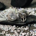 Oval Cut Halo Solitaire Stud Earrings in Rhodium Silver - Image 3