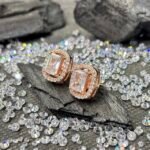 Cushion Cut Halo Solitaire Stud Earrings in Rhodium Silver - Image 2