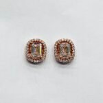 Cushion Cut Halo Solitaire Stud Earrings in Rhodium Silver