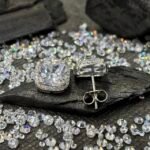 Classic Cushion Cut Solitaire Studs in Rhodium Silver - Image 3
